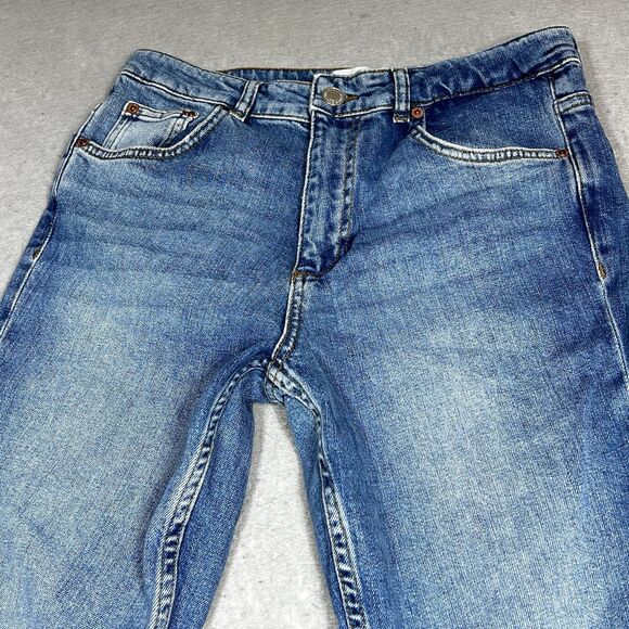 Zara Jeans Womens Size 8 Blue Skinny Leg Light Med Wash Cotton Denim With Slit - Picture 3 of 11